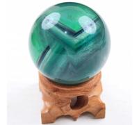 Ornamento a sfera di cristallo di fluorite verde naturale, sfera di fluorite colorata con supporto, sfera rotonda Feng Shui per la casa, decorazione per scrivania da ufficio, ingresso,93~95mm