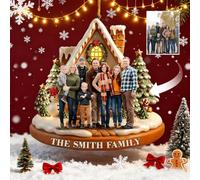 Ornamento acrilico 2D con foto personalizzate della famiglia di buon Natale, regali di compleanno di Natale personalizzati per mamma, papà, scintille di Natale con amore a casa, decorazioni natalizie