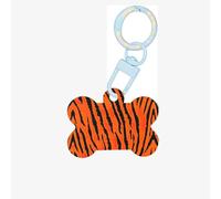 Ornamento acrilico dell'osso del cane della stampa del leopardo della tigre arancione, medagliette per cani Ornamento dell'animale domestico personalizzato, portachiavi a forma di osso