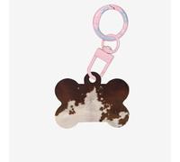 Ornamento acrilico dell'osso del cane di stampa della pelle bovina di colore rosso marrone, medagliette per cani Ornamento personalizzato dell'animale domestico, tag identificativo a forma di
