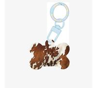 Ornamento acrilico dell'osso del cane di stampa della pelle bovina rossa e bianca, medagliette per cani Ornamento personalizzato dell'animale domestico, portachiavi a forma di osso identificativo