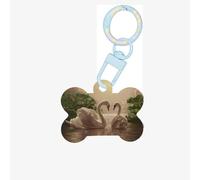 Ornamento acrilico dell'osso del cane di stampa delle foglie verdi del cigno,Medagliette per cani Ornamento dell'animale domestico personalizzato, Tag identificativo a forma di