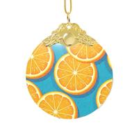 Ornamento arancio fresco della palla di Natale della frutta con il gancio, decorazione di vetro a 3,3 pollici con stampa completa dell'involucro