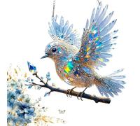 Ornamento artistico in cristallos con uccellino azzurro, design uccello radioso, uccelli in vetro colorato acrilico, decorazioni per finestre con colibrì, opera d'arte scintillante in 2D (1pcs)
