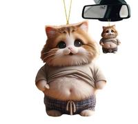 Ornamento Auto Animali - Fat Cat Dog Rear View Charm | Decorazione Automatica Divertente | Ornamento A Sospensione Acrilico 2D Per Lo Specchietto Retrovisore | Anim Pancia Decor