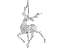 Ornamento bianco Colore BiancoDimensioni argento: A8,53,389,2 cm, B12,512,51,2 cm, C8,88,812 cm, D9,59,59,5 cm, E10,53,815 cm. Confezione glitterata ideale per le festività natalizie