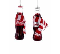 Ornamento Bottiglia Coca Cola Con Sciarpa 12c 1pz. White Or Red