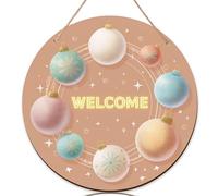 Ornamento cartello di benvenuto per porta d'ingresso, Natale festivo fiocco di neve stella Natale legno pastello benvenuto casa porta d'ingresso bella decorazioni per la casa set di 1