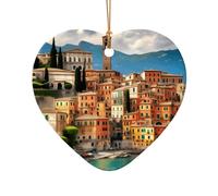 Ornamento ceramico degli accessori festivi della bella stampa dell'Italia, pendente a forma di cuore della stella per la