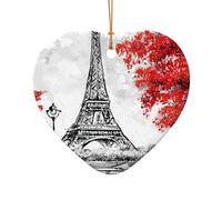 Ornamento ceramico degli accessori festivi della stampa di Parigi, pendente a forma di cuore della stella