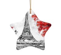 Ornamento ceramico degli accessori festivi della stampa di Parigi, pendente a forma di cuore della stella