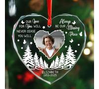 Ornamento commemorativo a forma di cuore in vetro con foto personalizzata, sempre essere il nostro pezzo mancante ornamenti per albero di Natale regali per la perdita della persona cara, immagine