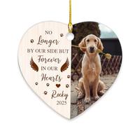Ornamento commemorativo per cani personalizzato con nome e foto, ornamento natalizio 2024, non più al nostro fianco ma per sempre nel nostro cuore, ornamento in ceramica per animali domestici, regalo