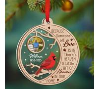 Ornamento commemorativo personalizzato a 2 strati in legno e acrilico 2025, ornamento commemorativo fotografico per la persona cara, perché qualcuno che amiamo è in paradiso, ornamenti natalizi in