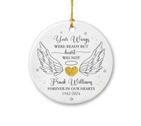 Ornamento commemorativo personalizzato a forma di ali d'angelo, le tue ali erano pronte ma il cuore non lo era, personalizzato per sempre nel nostro cuore ornamento con nome e data, decorazione per