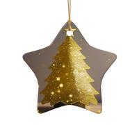 Ornamento con ciondolo a forma di albero di Natale dorato glitterato, decorazione natalizia in ceramica a forma di cuore da appendere per Natale