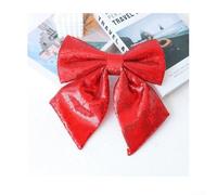 Ornamento con fiocco con paillettes per le festività con scintille scintillanti e base in cotone espanso per una facile decorazione dell'albero di Natale (rosso 30 x 25)