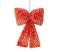 Ornamento con fiocco in tessuto a scacchi glitterato per albero di Natale, decorazione per interni ed esterni, festività, festival, tessuto Bowknot albero appeso