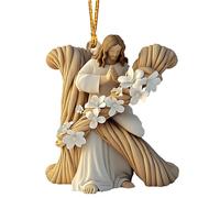 Ornamento con lettera di Gesù per albero di Natale, decorazione acrilica con lettera di Gesù | Decorazione cristiana di Gesù ornamento decorativo da appendere - Decorazione religiosa cristiana sospesa