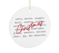 Ornamento con parole di Natale per albero di Natale, divertenti ornamenti in ceramica da appendere, decorazione per feste di Natale, regali di Natale per familiari e amici, 7,5 cm