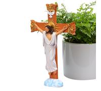 Ornamento Croce In Resina - Crocifisso Da Tavolo In Piedi, Statuetta Decorativa Dello Spirito Santo | Simbolo Religioso Cristiano Per La Casa, La Chiesa, L'ufficio, Il Soggiorno, Il Soggiorno, L'espos