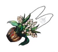 Ornamento da appendere a forma di fiore in acrilico, 1 pezzo con catena in metallo e gancio a ventosa, per pareti o spazi esterni, design vibrante riflettente alla luce solare, per casa e patio (A)