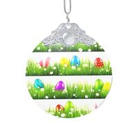 Ornamento da appendere a forma di uovo di Pasqua colorato, ciondolo rotondo in vetro per albero di Natale, decorazione natalizia per la casa