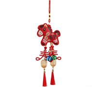 Ornamento da appendere al capodanno cinese 2026, con nappe, in tessuto giallo, decorazione festiva per porta di casa, parete, 24 cm, decorazione per festival lunari (C)