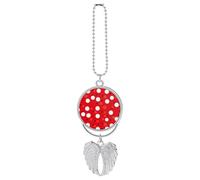 Ornamento da appendere all'auto a pois rossi e bianchi, accessori da appendere allo specchio dell'auto in lega di zinco argento, ciondolo per interni auto, ciondoli divertenti per auto, accessori per