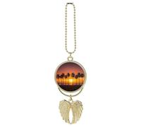 Ornamento da appendere all'auto con tramonto tropicale sulla spiaggia, ciondolo per specchietto retrovisore, regalo fortunato, ornamento da appendere, divertente ciondolo per auto per ufficio