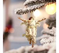 Ornamento da appendere all'auto di Gesù retrò 2025 - Confezione da 3 decorazioni in acrilico con finitura a specchio, 8 cm, ciondolo divino piatto per specchietto retrovisore, casa, ufficio o albero