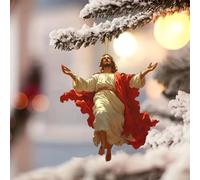 Ornamento da appendere all'auto di Gesù retrò 2025 - Confezione da 3 decorazioni in acrilico con finitura a specchio, 8 cm, ciondolo divino piatto per specchietto retrovisore, casa, ufficio o albero