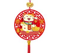 Ornamento da appendere colorato rosso vibrante di un gatto fortunato per allegri