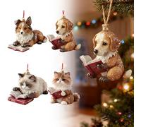 Ornamento da appendere con animali che leggono le fiabe, 2026, personaggio festivo per le vacanze (rosso, 8 cm)