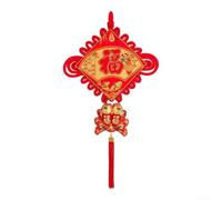 Ornamento da appendere con nodo cinese intrecciato a mano rosso (A) | Morbido materiale in velluto rosso, simbolo tradizionale Fu, trama tessuta a mano, scelta, decorazione per il soggiorno