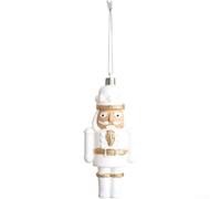 Ornamento da appendere con schiaccianoci, Babbo Natale e pupazzo di neve, progettato per la decorazione dell'albero di Natale e l'atmosfera festiva stagionale (bianco)