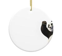 Ornamento da appendere in ceramica per albero di Natale, con stampa di mezzo panda rotondo per Natale, Capodanno e decorazioni per le vacanze
