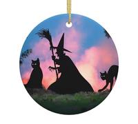 Ornamento da appendere in ceramica per albero di Natale, spaventoso ricordo con stampa di Halloween, per casa, festa di Natale, regalo da parete