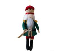 Ornamento da appendere in tessuto morbido con design a forma di guardia schiaccianoci per la decorazione dell'albero di Natale, caratterizzato da stile tradizionale europeo e costruzione leggera