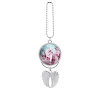 Ornamento da appendere per auto a forma di orchidea, in lega di zinco argento, accessorio da appendere allo specchio dell'auto, ciondolo decorativo per interni dell'auto, ciondoli divertenti per auto