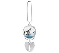 Ornamento da appendere per auto a forma di pinguino, in lega di zinco argentato, accessori da appendere allo specchio dell'auto, ciondolo per interni dell'auto, ciondoli divertenti per auto, accessori