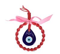 Ornamento da appendere per auto con occhio blu. Elegante e innovativo ciondolo da appendere con occhio blu intrecciato a mano per la decorazione della casa dello specchietto (Rossa)