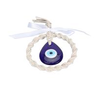 Ornamento da appendere per auto con occhio blu. Elegante e innovativo ciondolo da appendere con occhio blu intrecciato a mano per la decorazione della casa dello specchietto (Bianca)