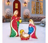 Ornamento da Giardino per Esterni, presepe illuminata per Esterni,Set di natività Natalizia, presepe Illuminato a LED Sacra Famiglia per Cortile, All'aperto Yard Decorazioni Natalizie ( Color : E )