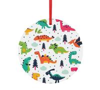 Ornamento d'attaccatura dell'albero di Natale della stampa dei dinosauri, pendente rotondo di alluminio su entrambi i lati per l'albero di Natale e le vacanze