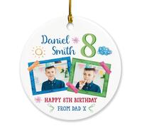 Ornamento decorativo di buon compleanno Natale, cornice personalizzata ornamenti di compleanno per figlia figlio, Happy Birthday Party Ornaments Keepsake 2025, nomi personalizzati/età Happy Birthday