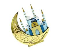 Ornamento decorativo in legno illuminato a LED per feste di Eid, Ramadan, luna, castelli, moschea, decorazione per soggiorno, esposizione musulmana, festival