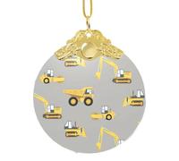 Ornamento della palla di Natale dei camion della costruzione con il gancio, decorazione di vetro a 3,3 pollici con stampa completa dell'involucro