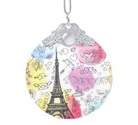 Ornamento della sfera di Natale della Torre Eiffel di Parigi francese con gancio, decorazione di vetro da 8,4 cm con stampa a involucro completo