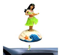 Ornamento della testa tremante | Auto Dashboard Dancing Hawaiian Girl Figurine cartone animato per la guida in sicurezza, ragazza da bar sulla spiaggia, ragazza, cartone animato mini